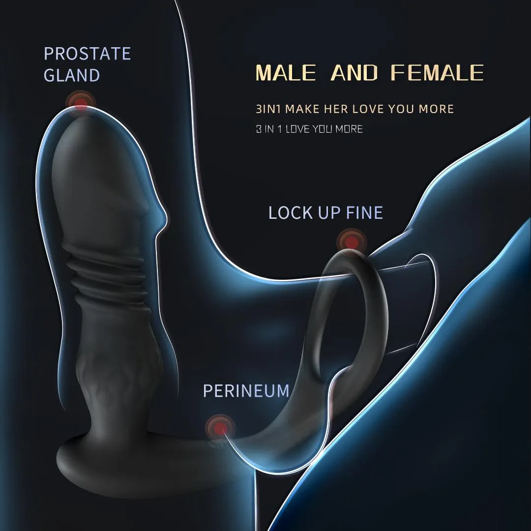 10 Thrusting Vibrating Anal Plug Prostate Massager With Cock Ring Wnd Remote Control Anal Vibrator
