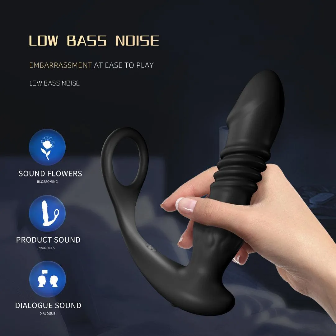 10 Thrusting Vibrating Anal Plug Prostate Massager With Cock Ring Wnd Remote Control Anal Vibrator
