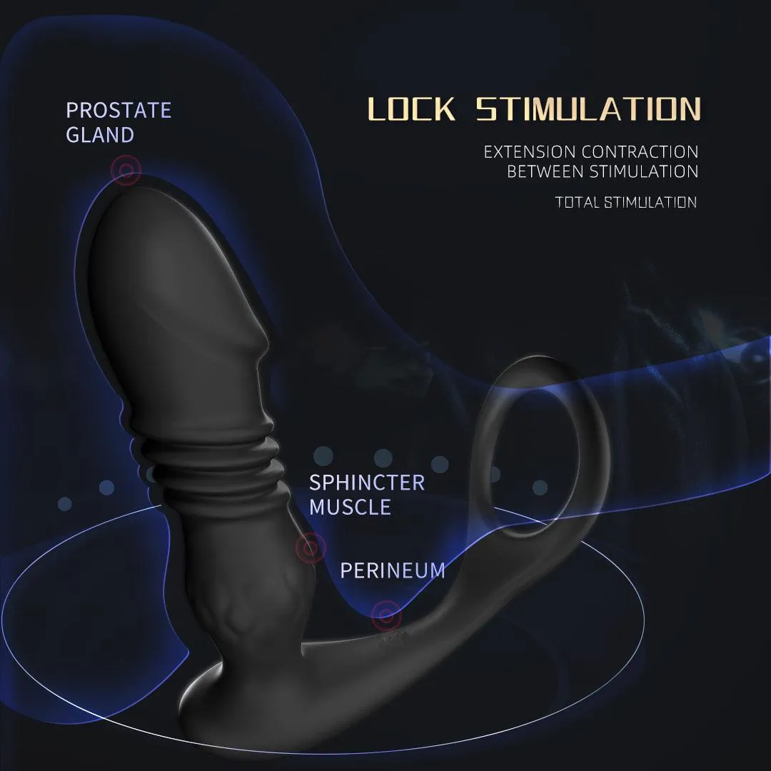 10 Thrusting Vibrating Anal Plug Prostate Massager With Cock Ring Wnd Remote Control Anal Vibrator