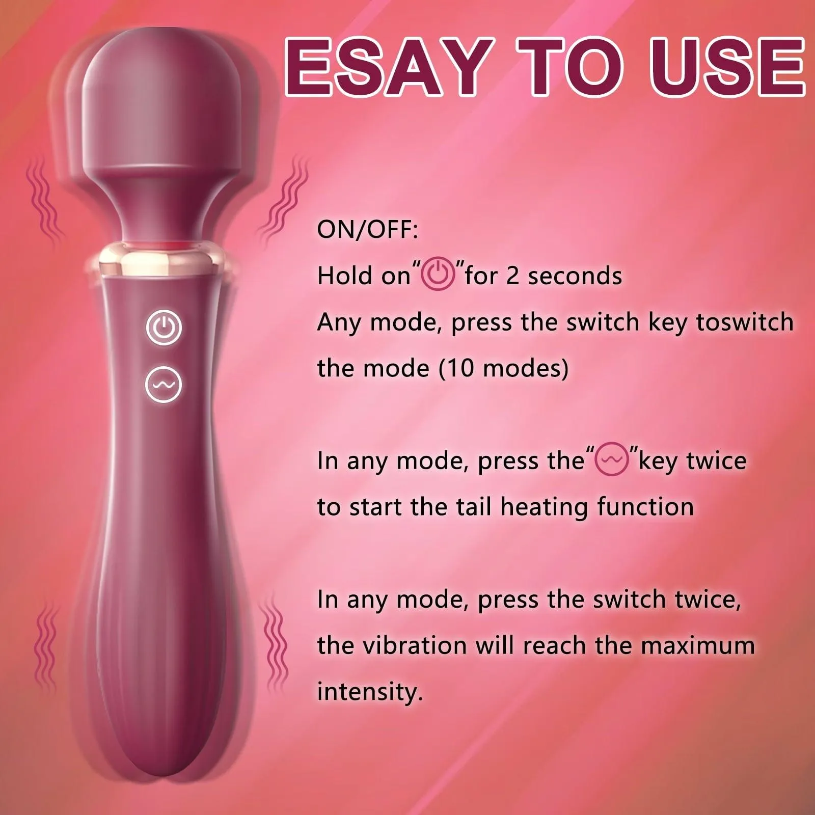 10 Vibrating Double-headed Heating Vibrator Female Wand Massager
