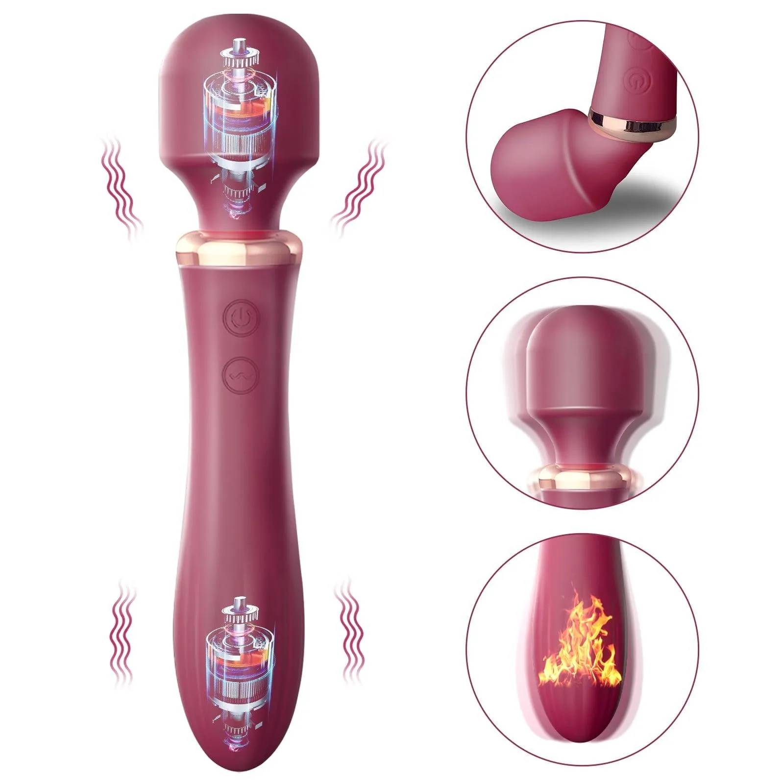 10 Vibrating Double-headed Heating Vibrator Female Wand Massager