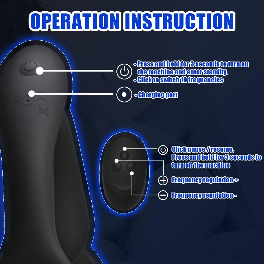 10 Vibrating Modes Male Prostate Massager with Penis Ring Remote Control Anal Vibrator Butt Plug