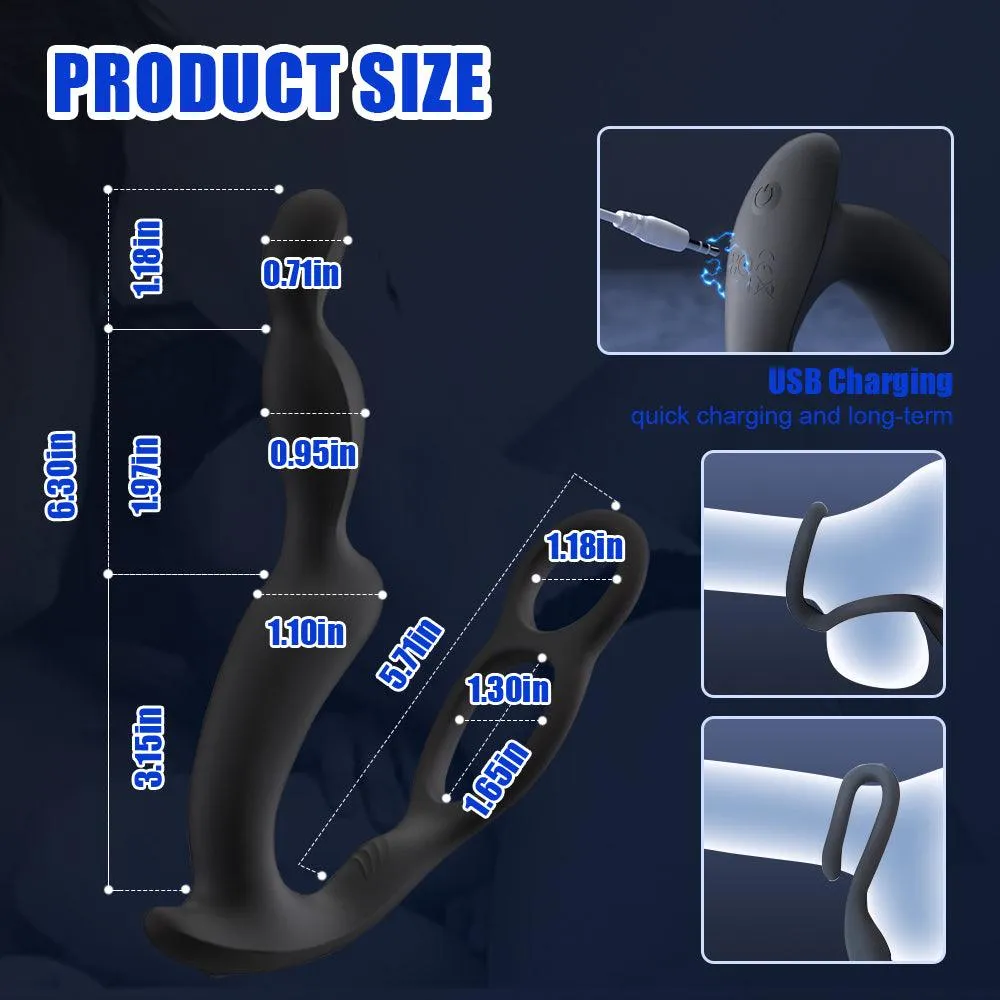 10 Vibrating Modes Male Prostate Massager with Penis Ring Remote Control Anal Vibrator Butt Plug