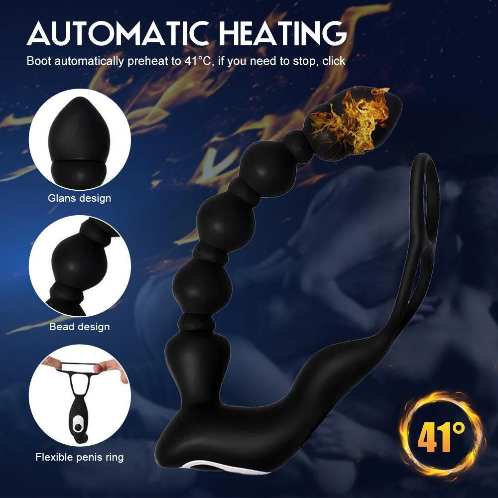 10 Vibration Modes Remote Control Heating Prostate Massager