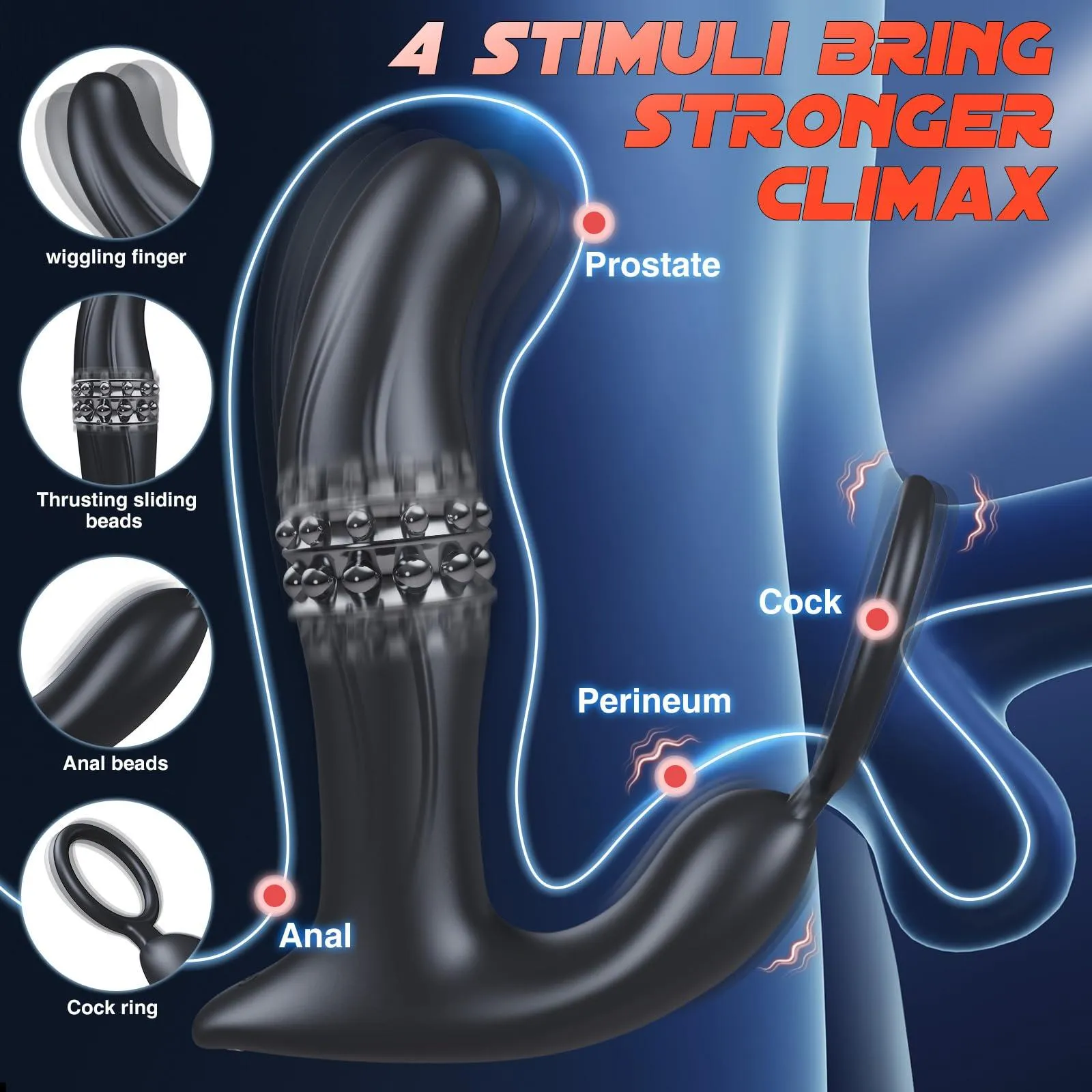 10 Wiggling Thrusting Modes Anal Plug Prostate Massager with Cock Ring