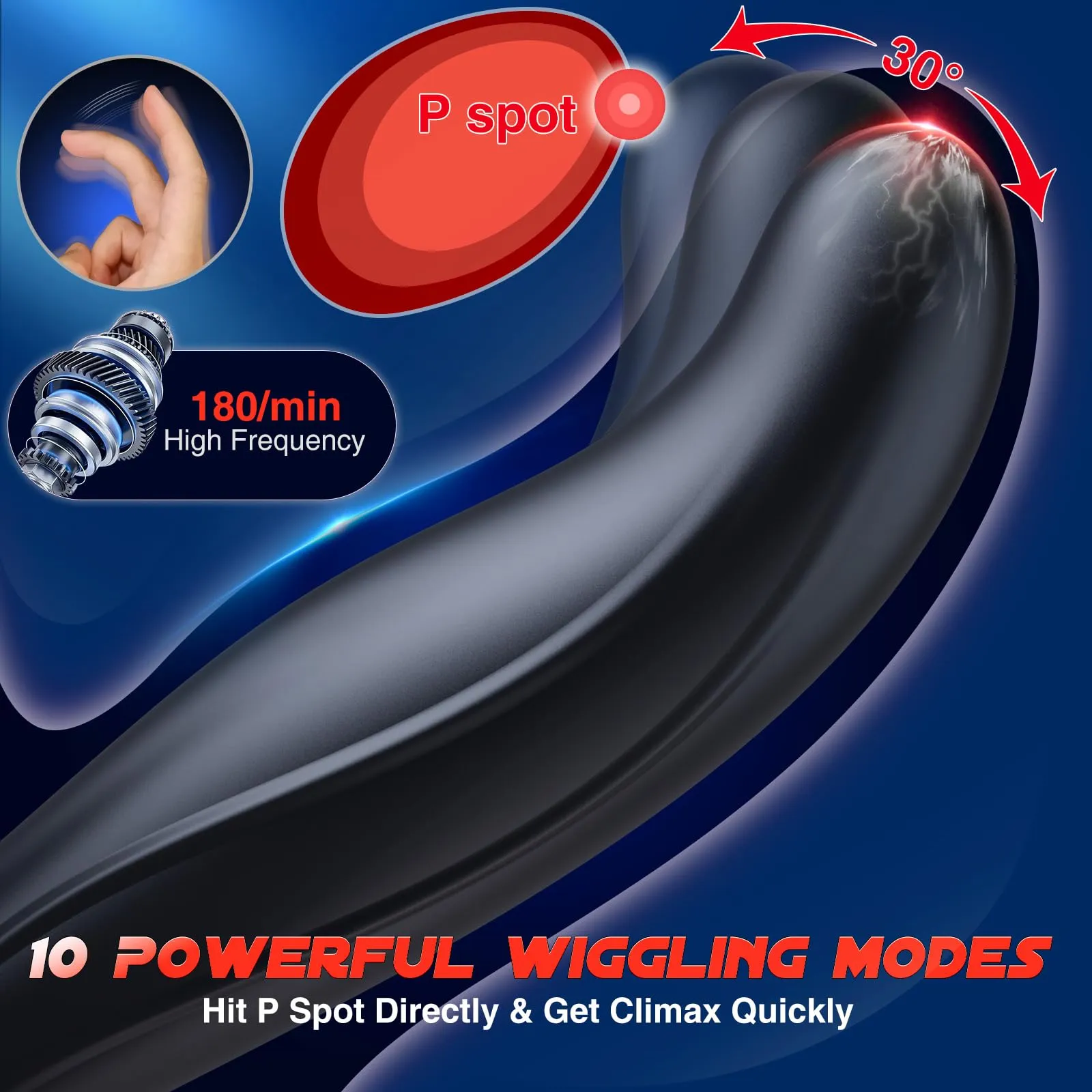 10 Wiggling Thrusting Modes Anal Plug Prostate Massager with Cock Ring