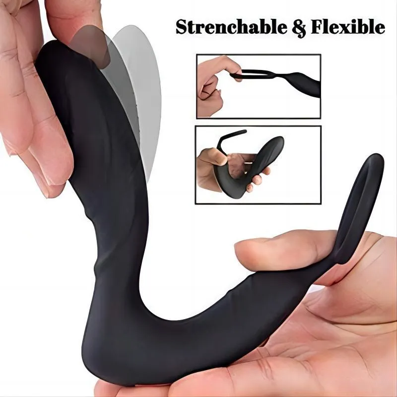 2 IN 1 Anal Toy Penis Vibrator Dual-Motor Prostate Massager With Penis Ring Cock Ring
