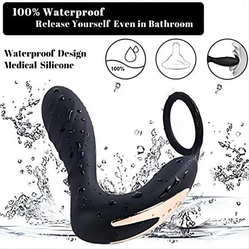 2 IN 1 Anal Toy Penis Vibrator Dual-Motor Prostate Massager With Penis Ring Cock Ring