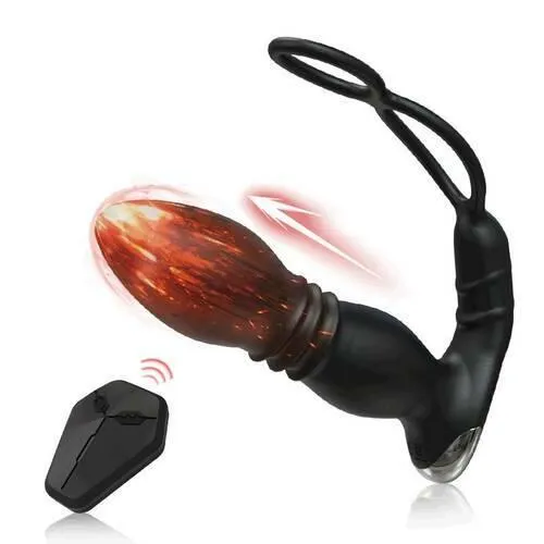 2 IN 1 Prostate Massager with 8 Thrusting 8 Vibration Modes Cock Ring Anal Vibrator
