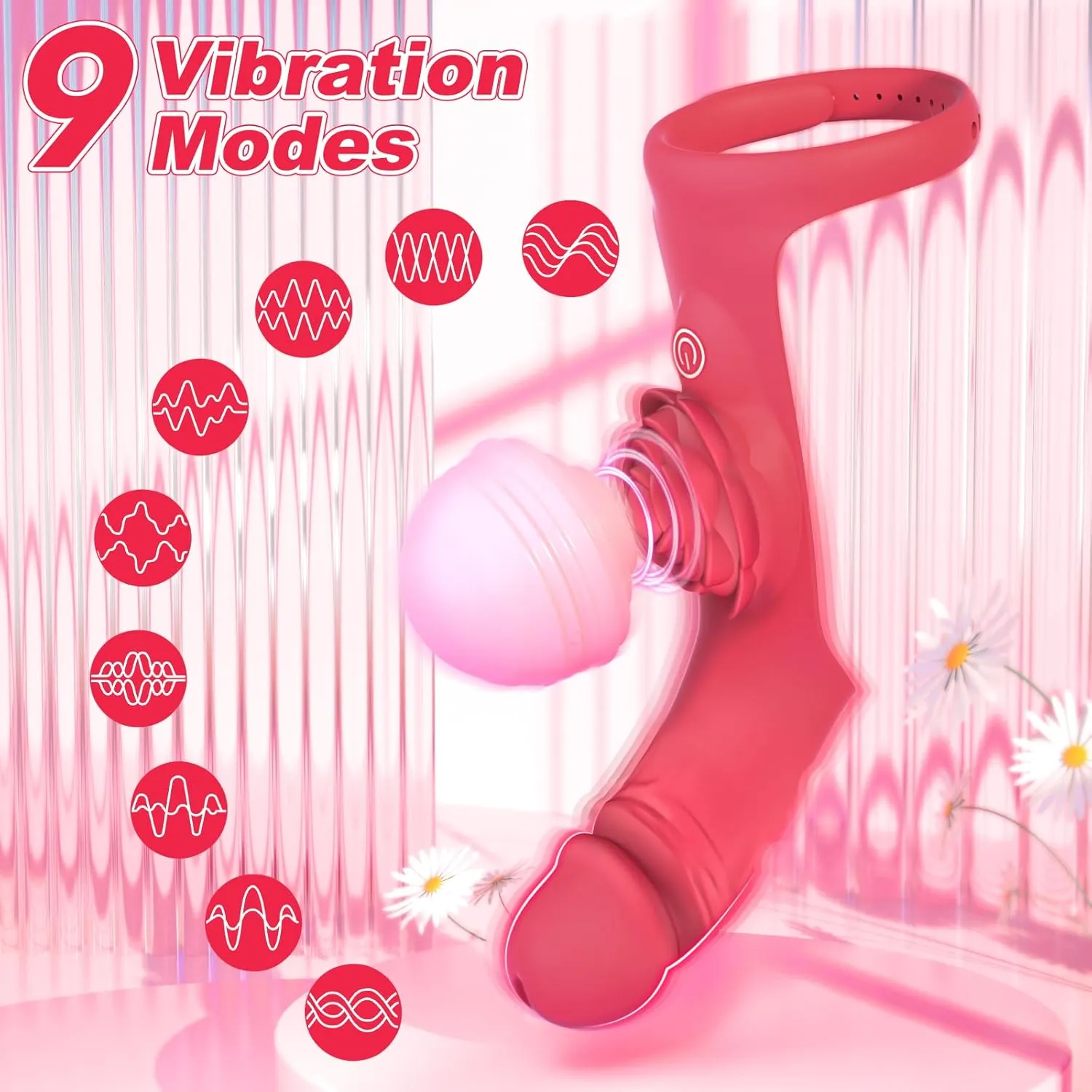 2-in-1 Travel Teaser Ignite Finger Vibrator with 9 Modes Rose Vibration