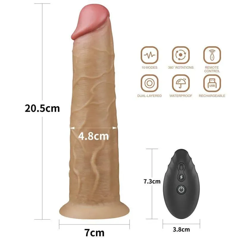 8 Inches Dual Layered Platinum Silicone Dildo Vibrator