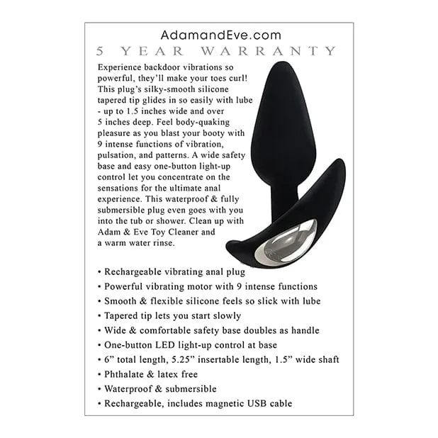 Adam & Eve - Adam & Eve's Rechargeable Vibrating Anal Plug (Black)