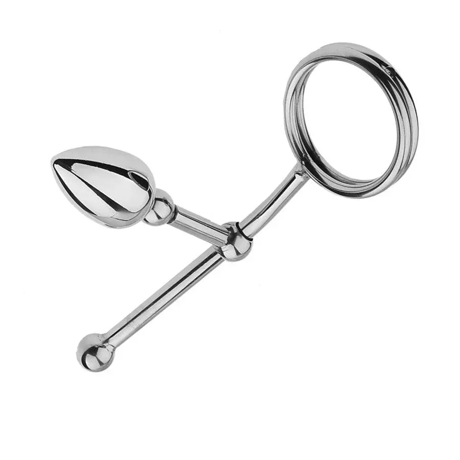 Adjustable Metal Anal Hook with Penis Ring