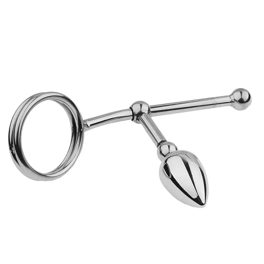 Adjustable Metal Anal Hook with Penis Ring