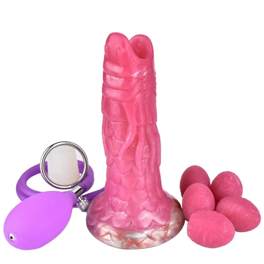 Airbag Boost Ovipositor Dildo with 5 Eggs