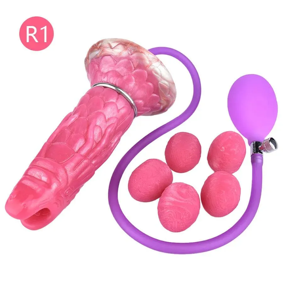 Airbag Boost Ovipositor Dildo with 5 Eggs