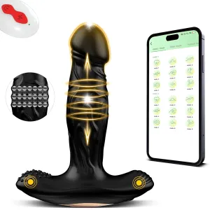 Anus Pleasure Pulsing Prostate Massager with 9 Thrusting Ring & 9 Wiggling 4.9 Inch