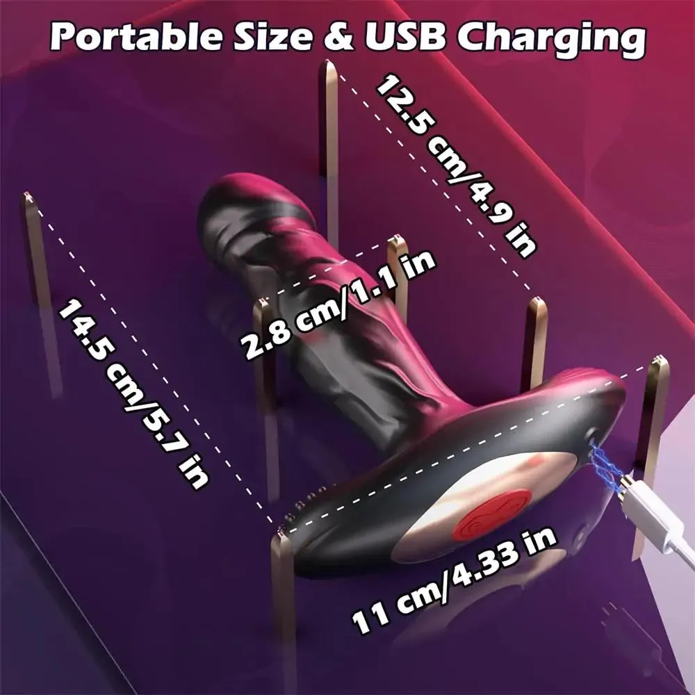Anus Pleasure Pulsing Prostate Massager with 9 Thrusting Ring & 9 Wiggling 4.9 Inch