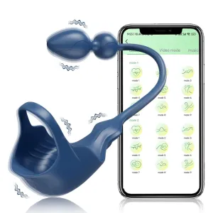 APP Control Anal Plug Men Prostate Massager Male Anal Vibrator with Perineum Stimulator Testis Massager