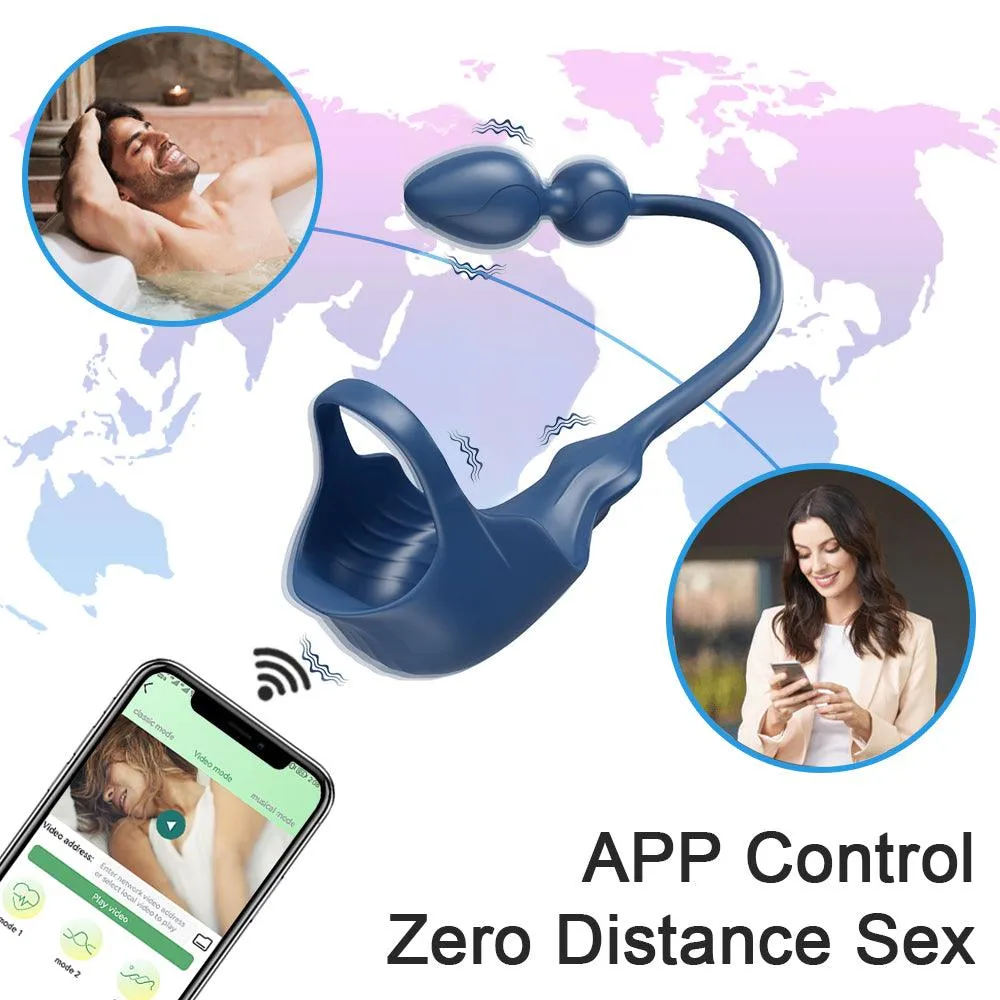 APP Control Anal Plug Men Prostate Massager Male Anal Vibrator with Perineum Stimulator Testis Massager