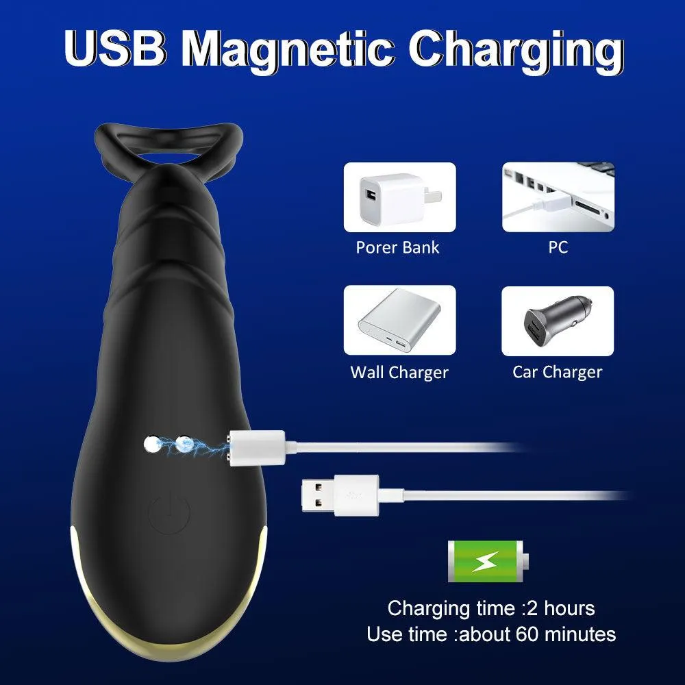 APP Control Prostate Massger 3 in 1 Multifunctional Thrusting Anal Plug with Dual Penis Ring