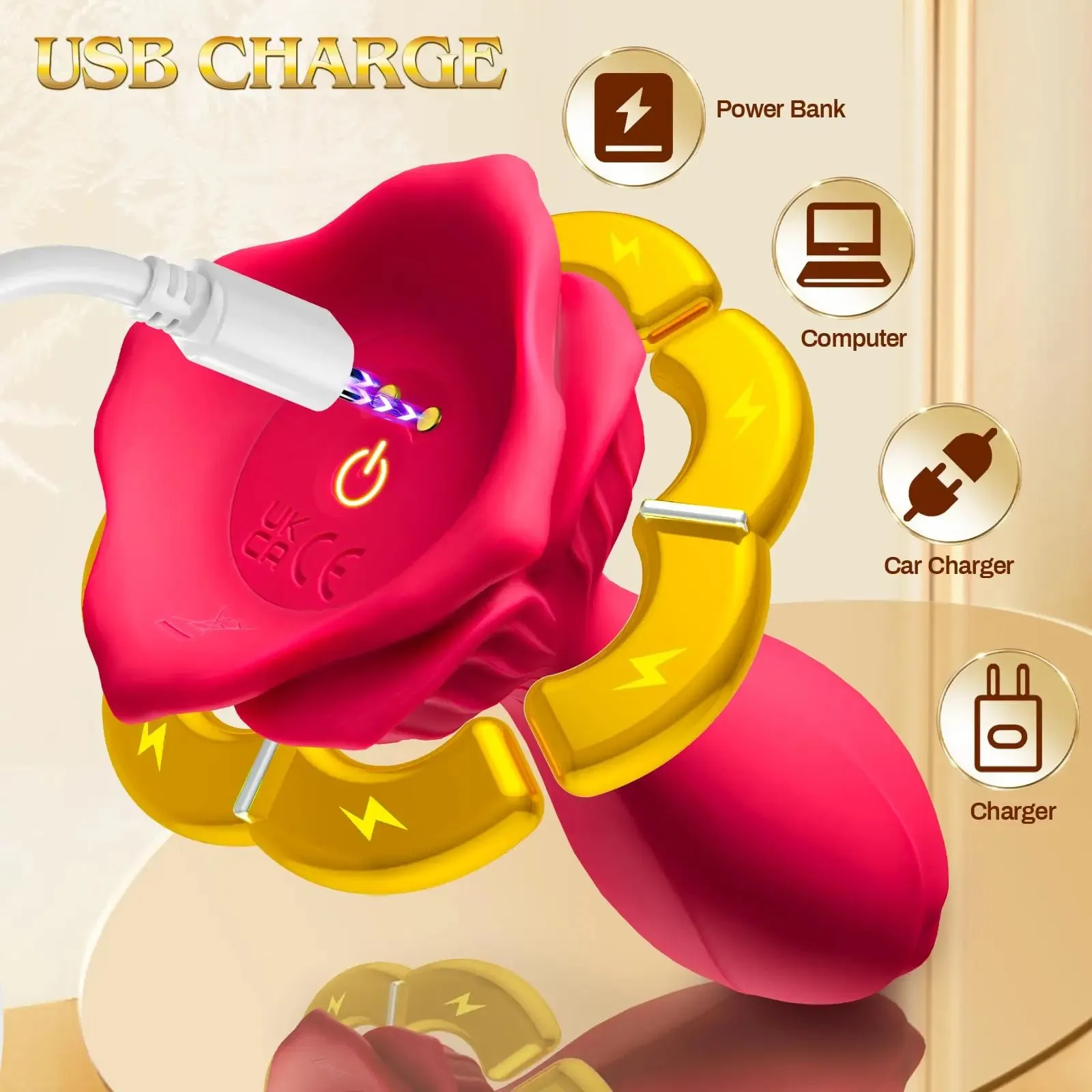 APP-Controlled Rose Butt Plug - 9 Vibrations, Waterproof