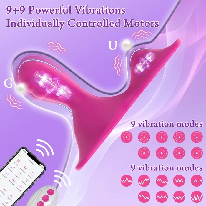 APP Remote Control Wearable Panty Vibrator Sit & Ride Clit Anal G-Spot Vibrators with 9 9 Vibrating Modes