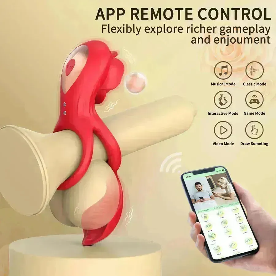 Bluetooth Rose Vibrating Cock Ring