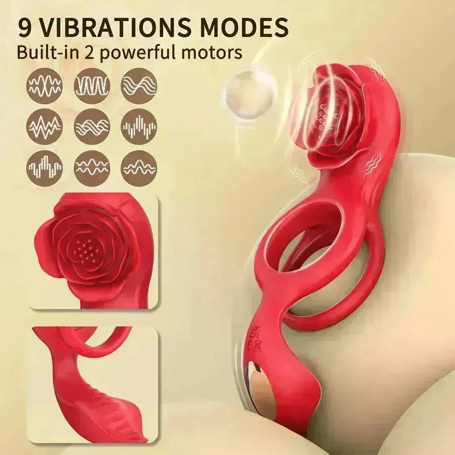 Bluetooth Rose Vibrating Cock Ring