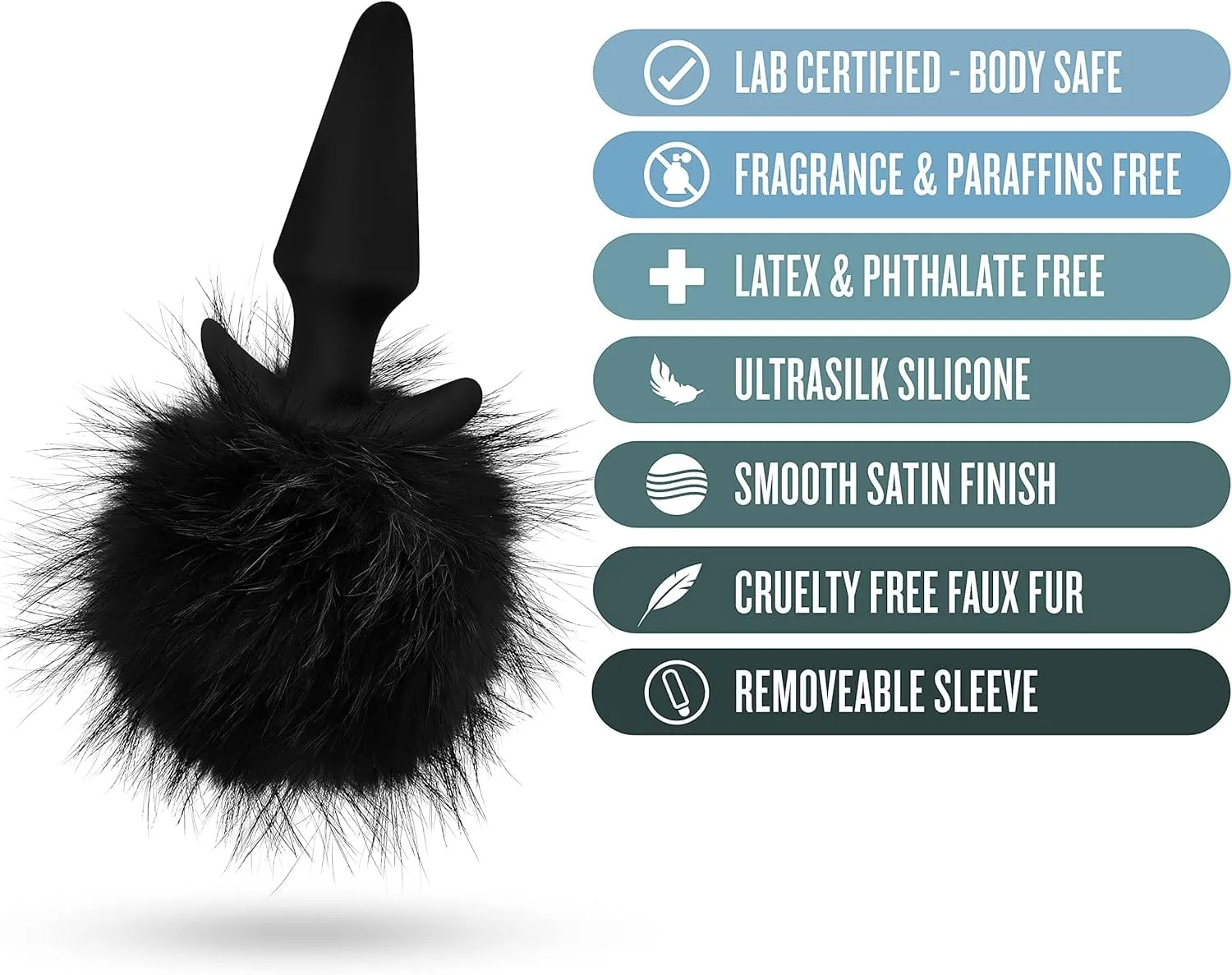 Blush Novelties - Anal Adventures Platinum Rabbit Tail Anal Plug (Black)