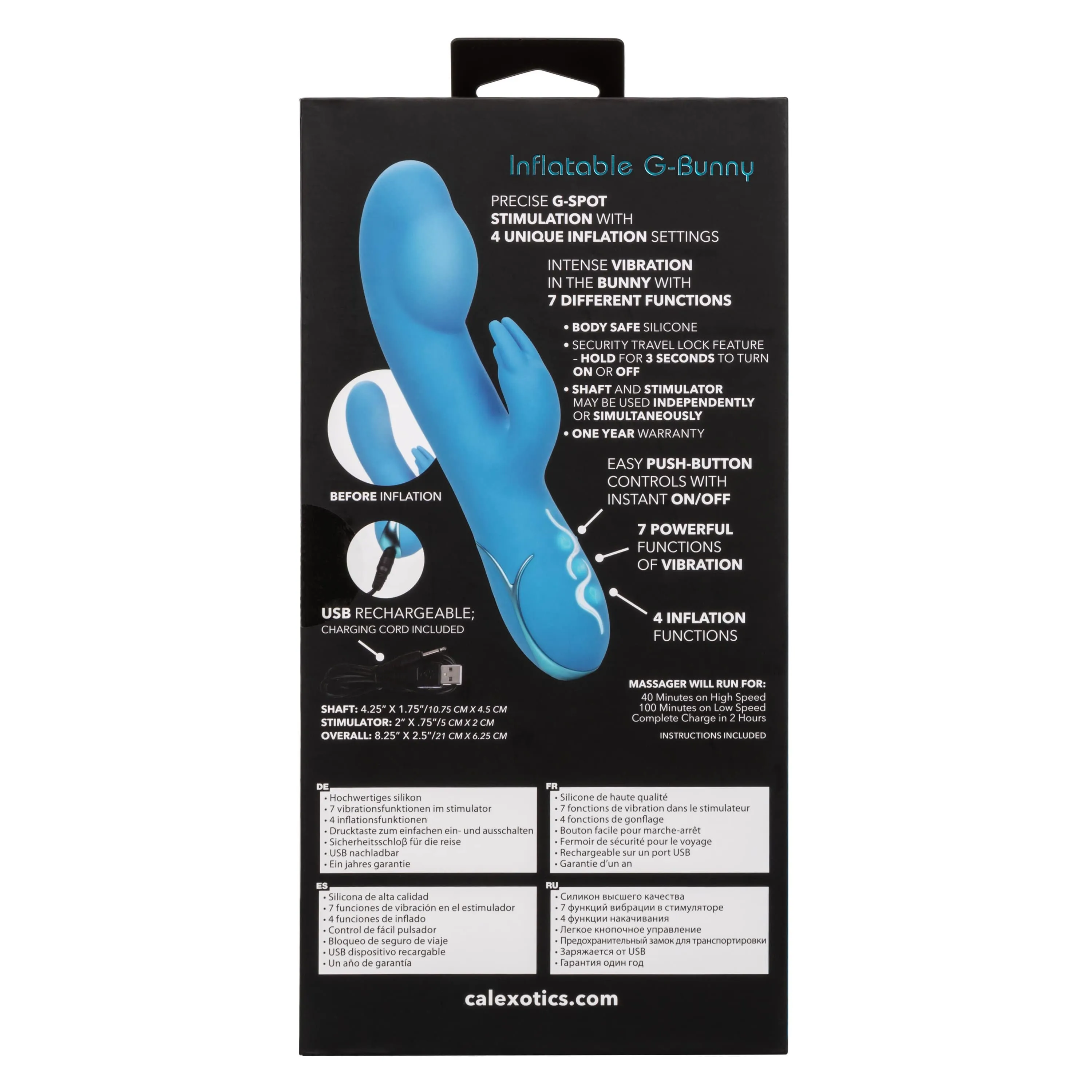 California Exotics - Insatiable G Inflatable G Bunny Vibrator (Blue)