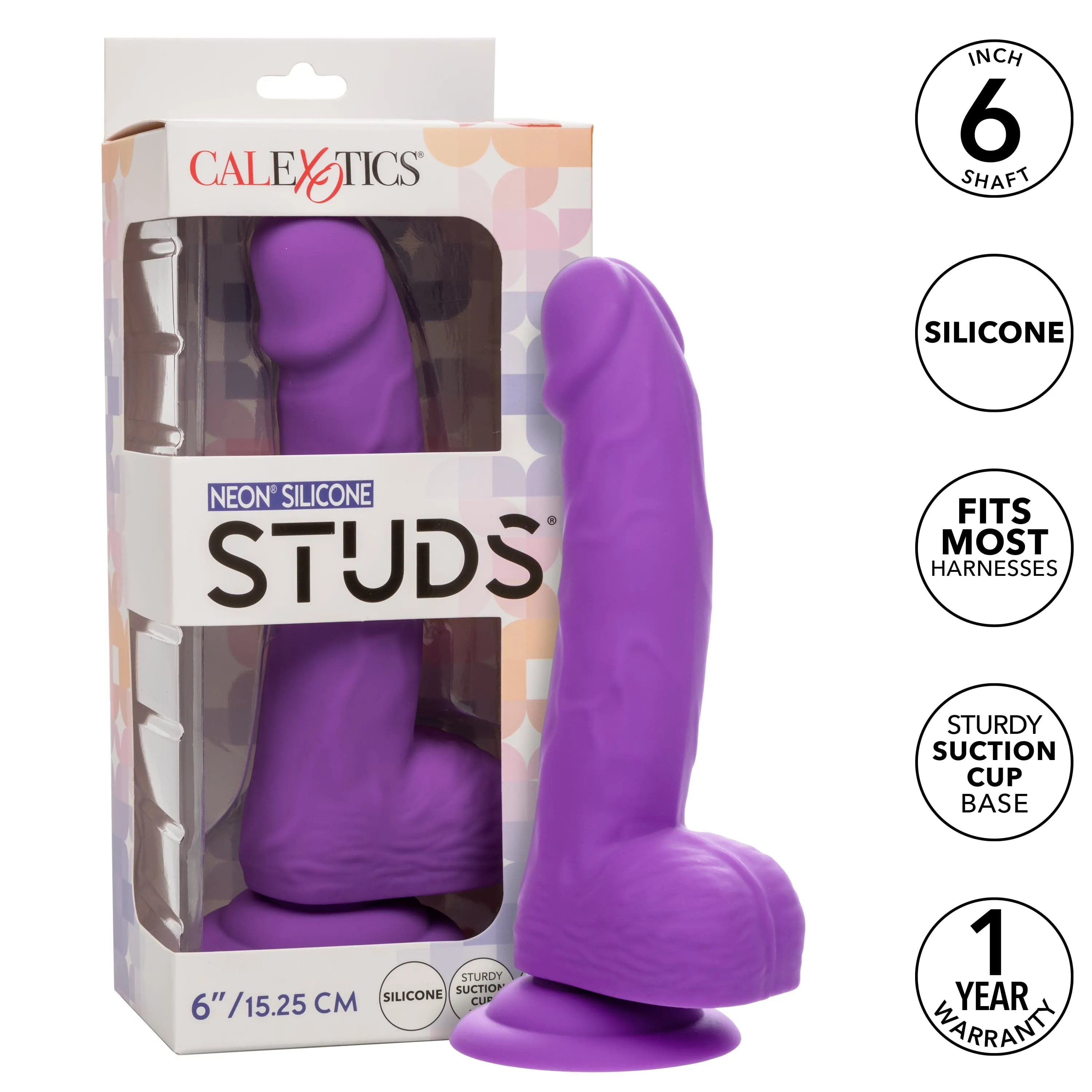 California Exotics - Neon Silicone Studs Realistic Dildo 6"
