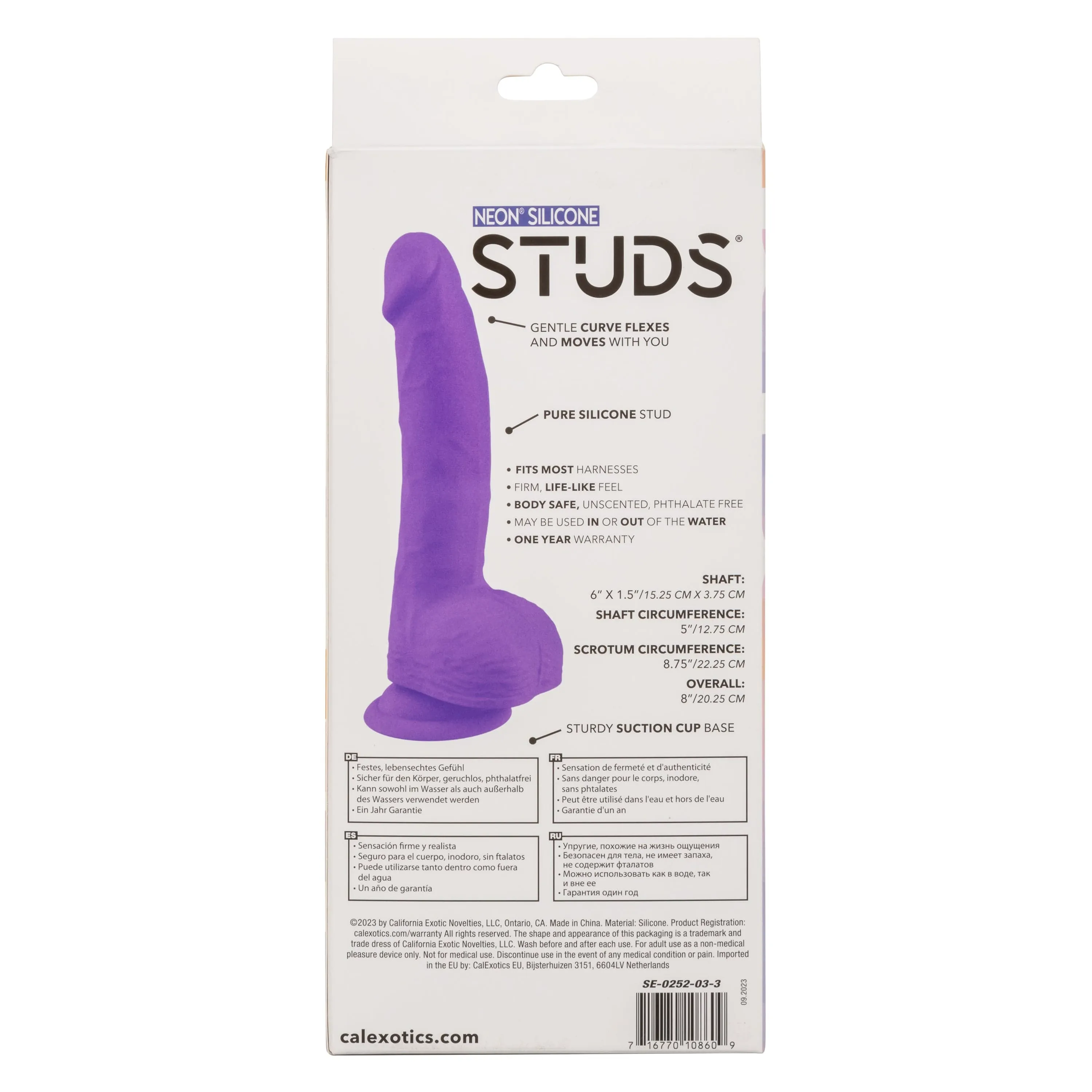 California Exotics - Neon Silicone Studs Realistic Dildo 6"