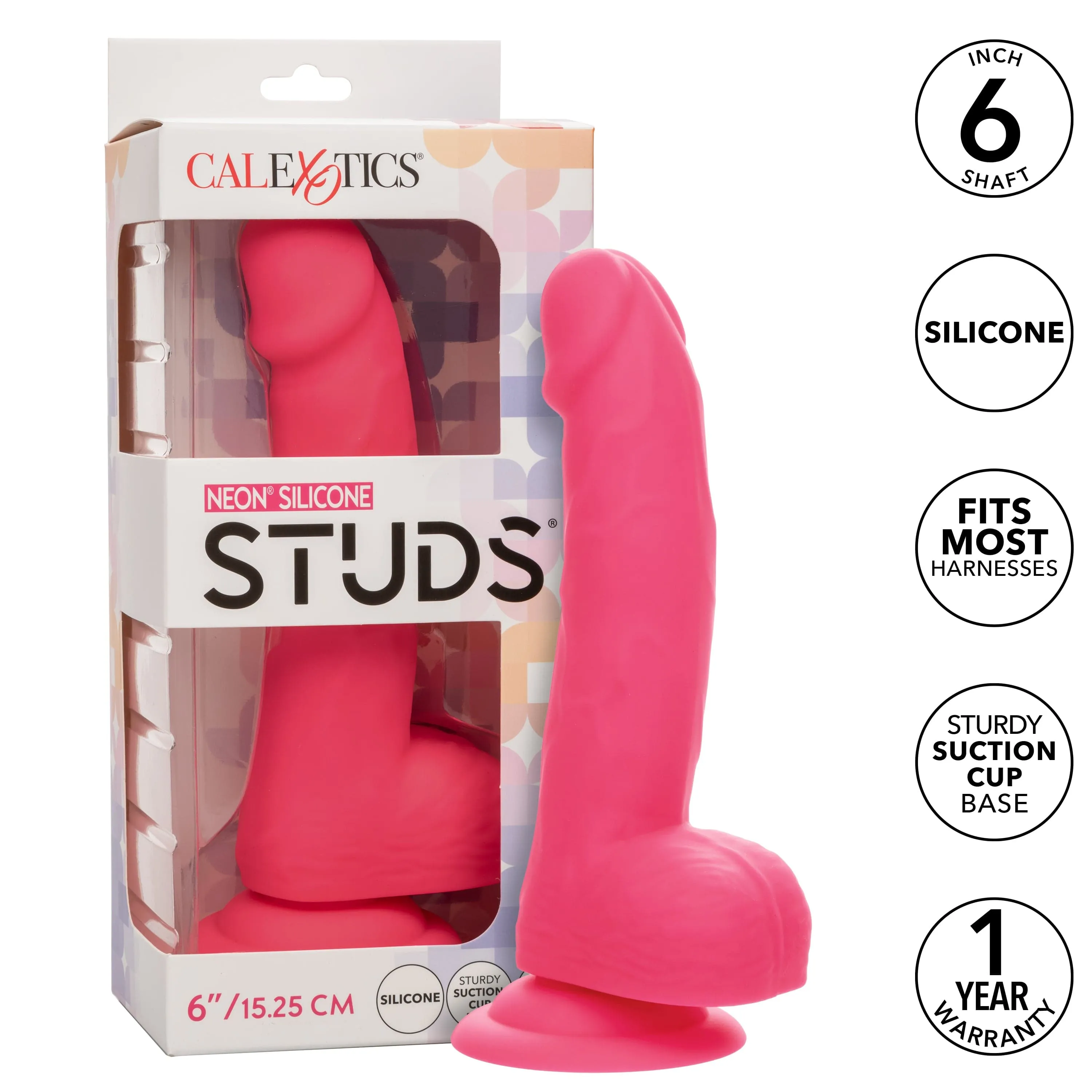 California Exotics - Neon Silicone Studs Realistic Dildo 6"