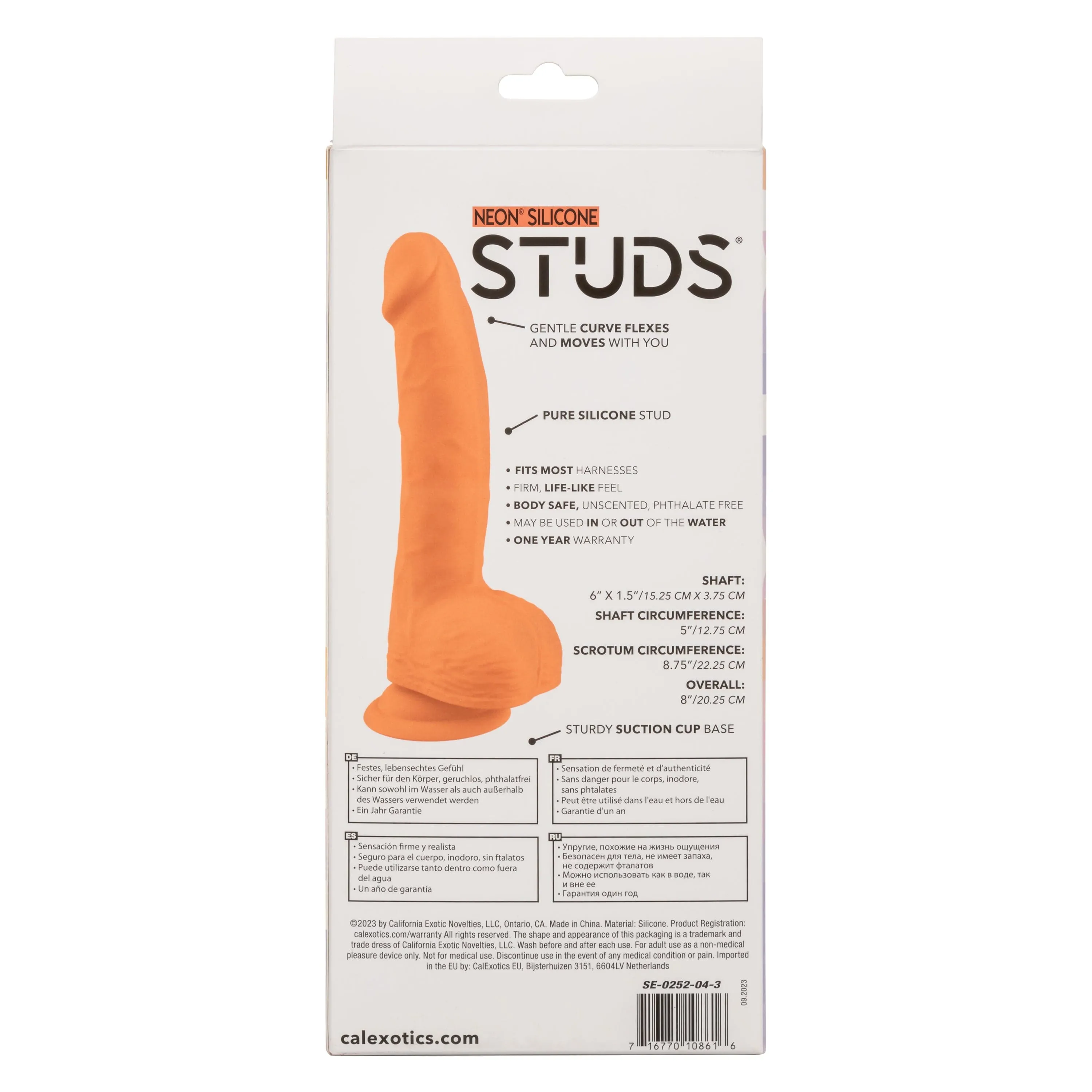 California Exotics - Neon Silicone Studs Realistic Dildo 6"