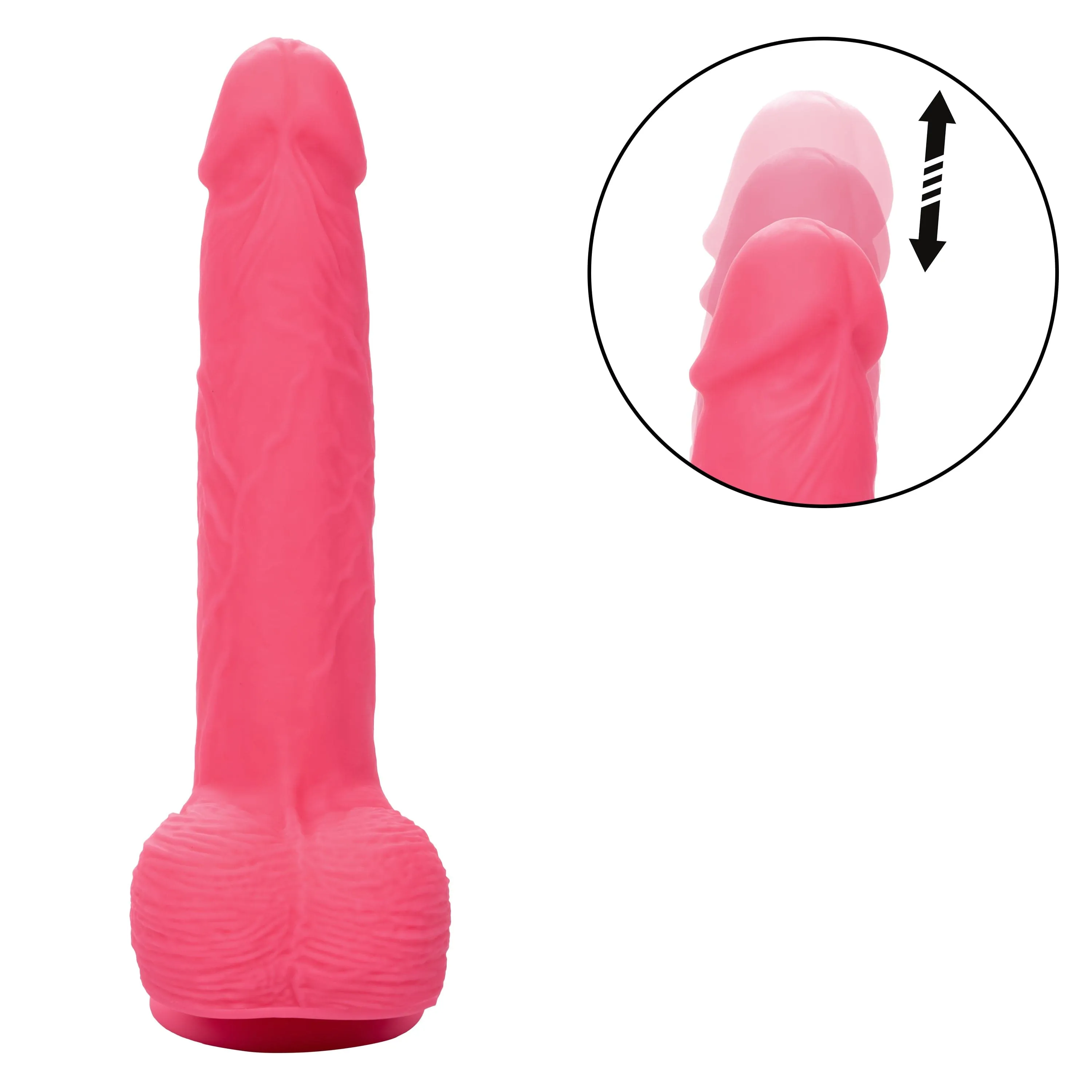 California Exotics - Rechargeable Rumbling and Thrusting Silicone Studs Realistic Dildo with Balls 9.5" (Pink)