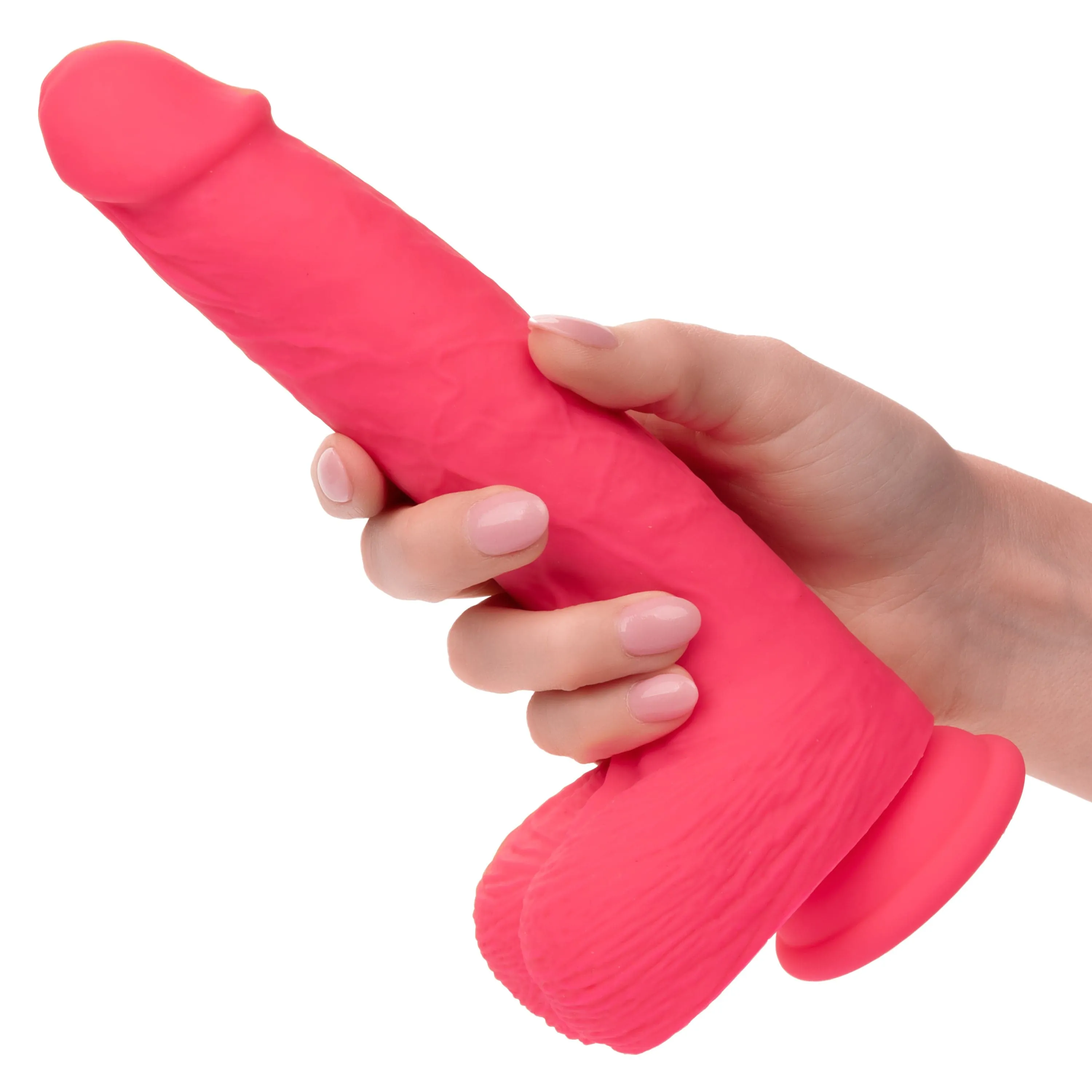 California Exotics - Rechargeable Rumbling and Thrusting Silicone Studs Realistic Dildo with Balls 9.5" (Pink)