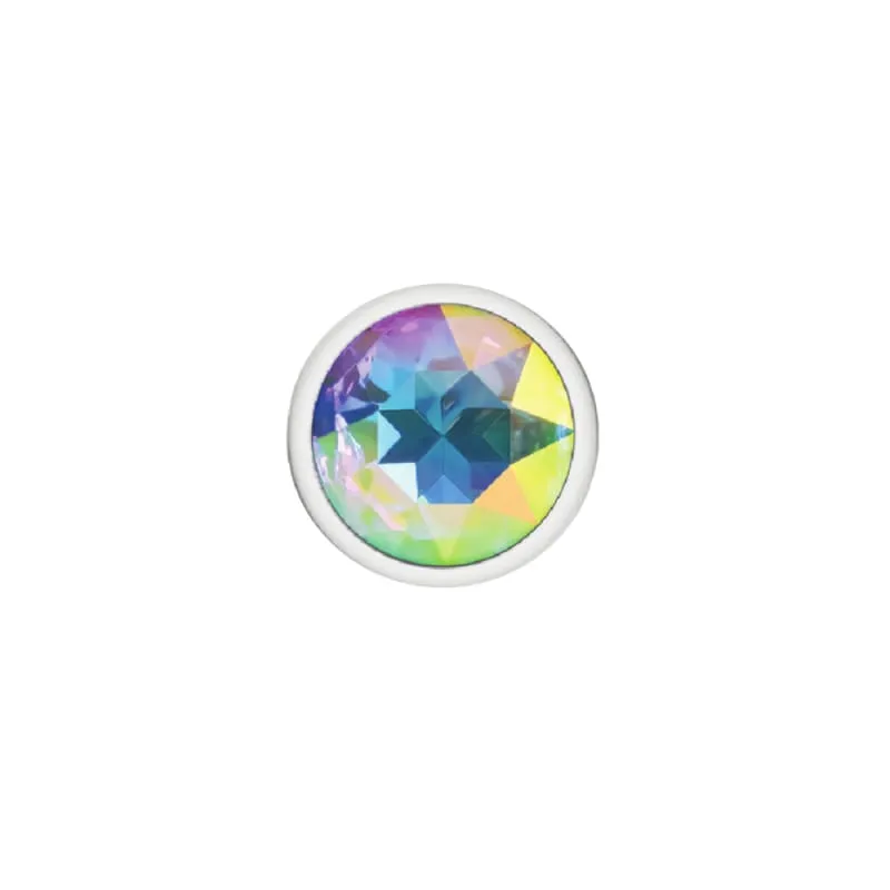 Cheeky Charms - Silver Metal Butt Plug - Round - Clear - Small