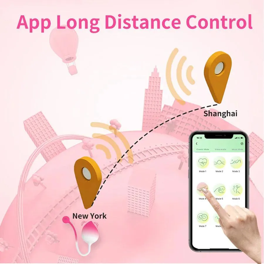 Cute Peach Smart APP Controlled Vibrating Egg