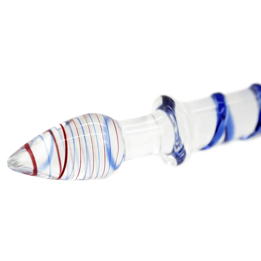 Dual-Ended Swirl Glass G-Spot / P-Spot Dildo & Anal Plug