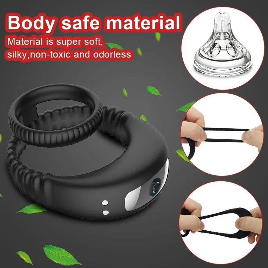 Dual-loop Silicone Vibrating Cock Ring for Men