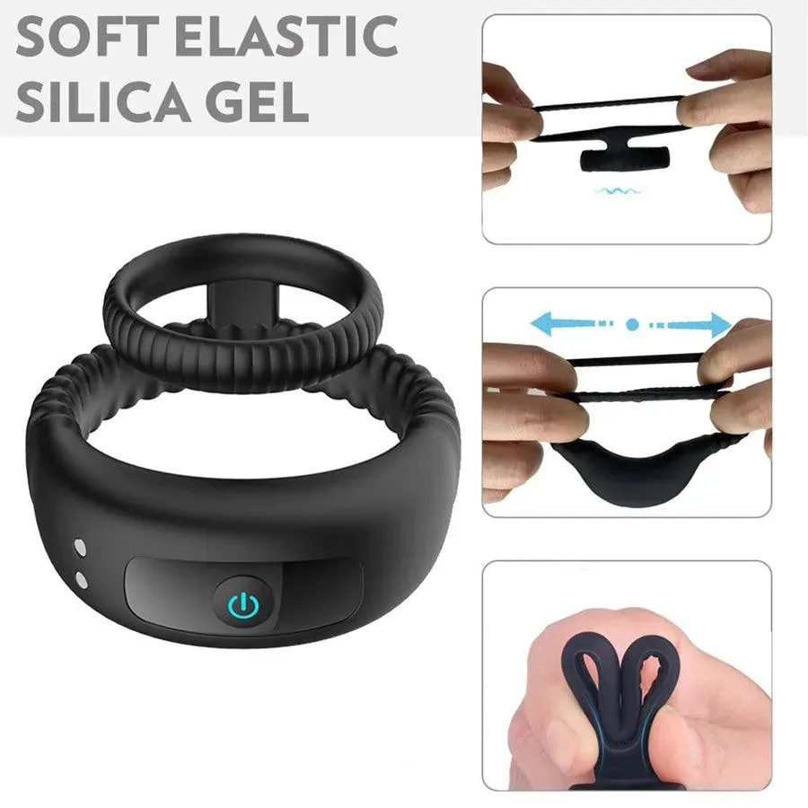 Dual-loop Silicone Vibrating Cock Ring for Men