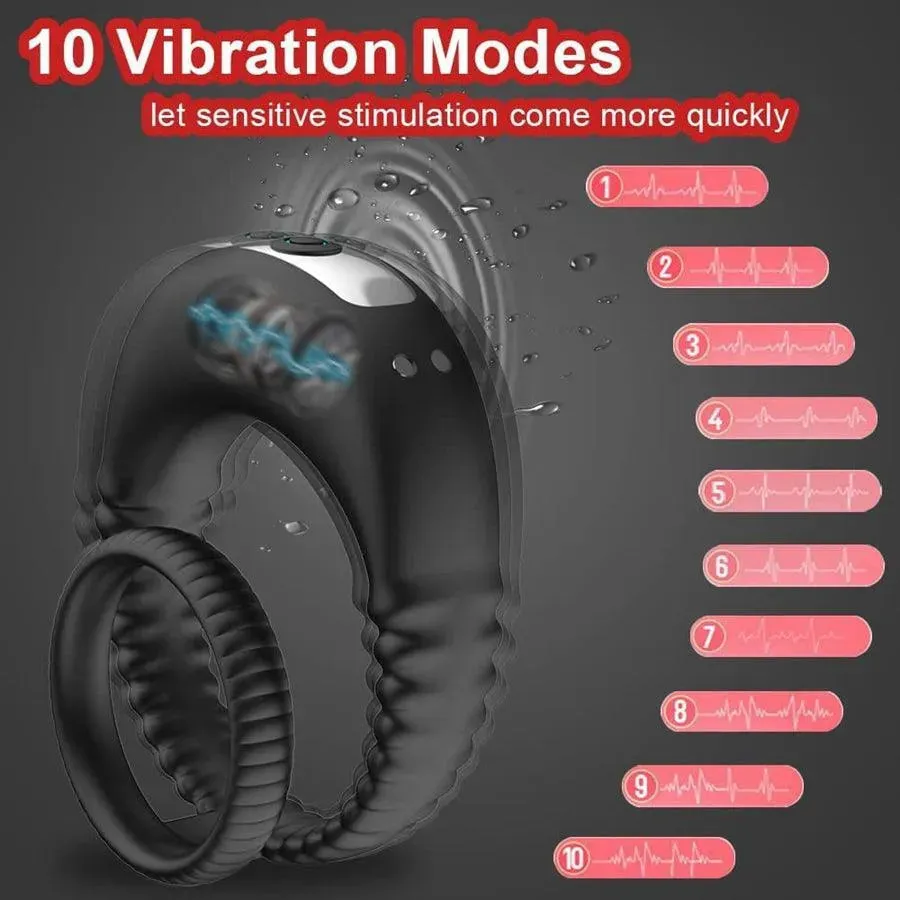 Dual-loop Silicone Vibrating Cock Ring for Men