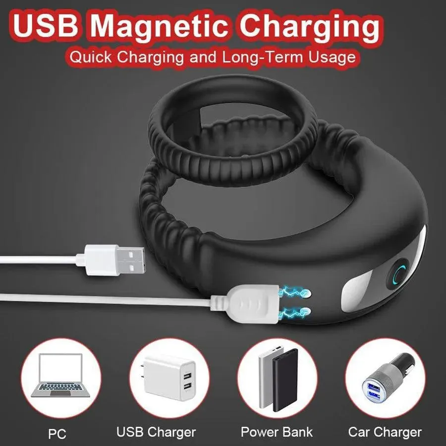 Dual-loop Silicone Vibrating Cock Ring for Men