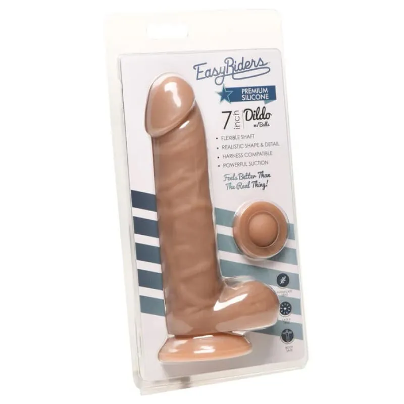 Easy Riders 7&quot; Silicone Dildo With Balls - Medium
