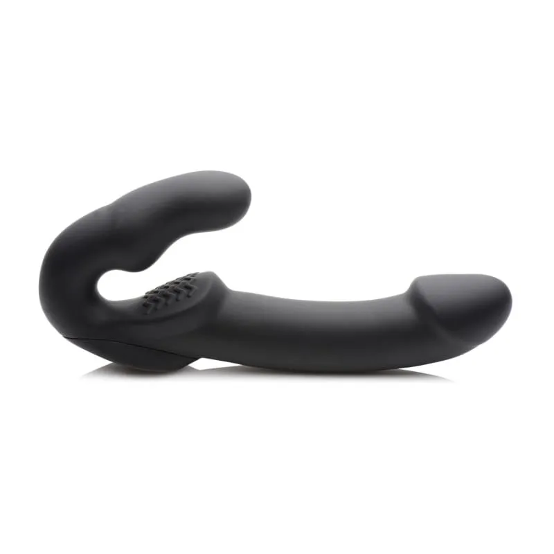 Evoke Rechargeable Vibrating Silicone Strapless Strap on - Black