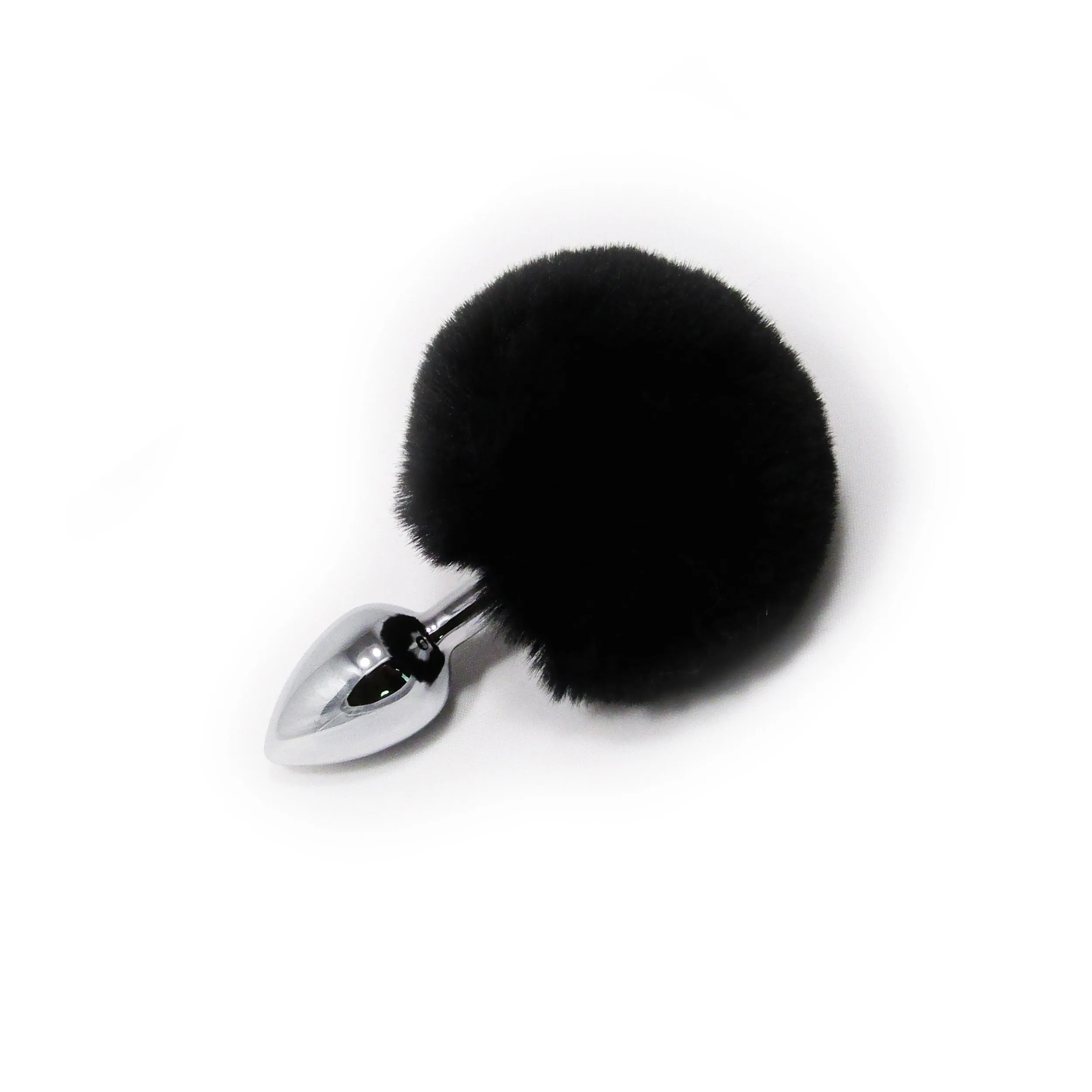 Fetish Pleasure Play Black Bunny Tail Metal Plug