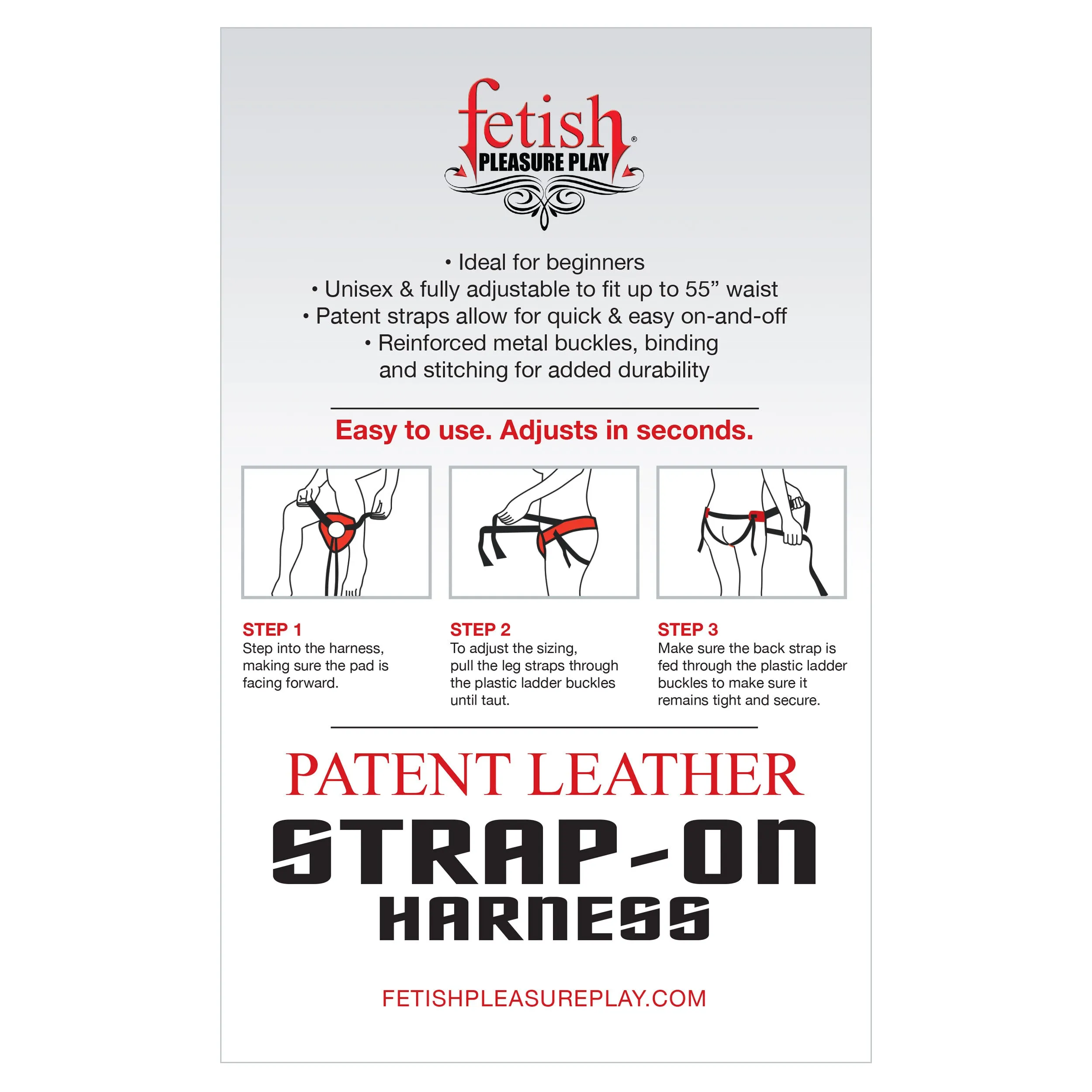 Fetish Pleasure Play Patent Leather Strap-On Harness