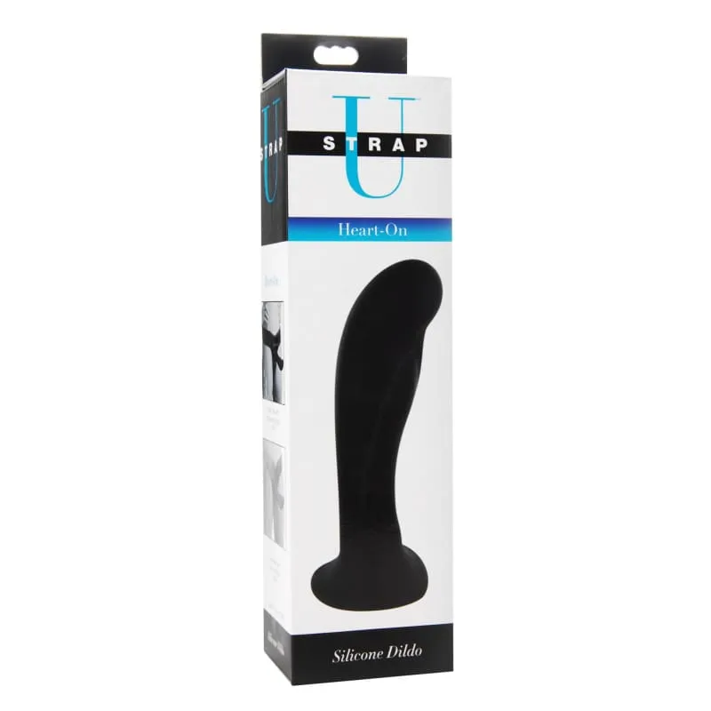 Heart on Silicone Harness Dildo - Black