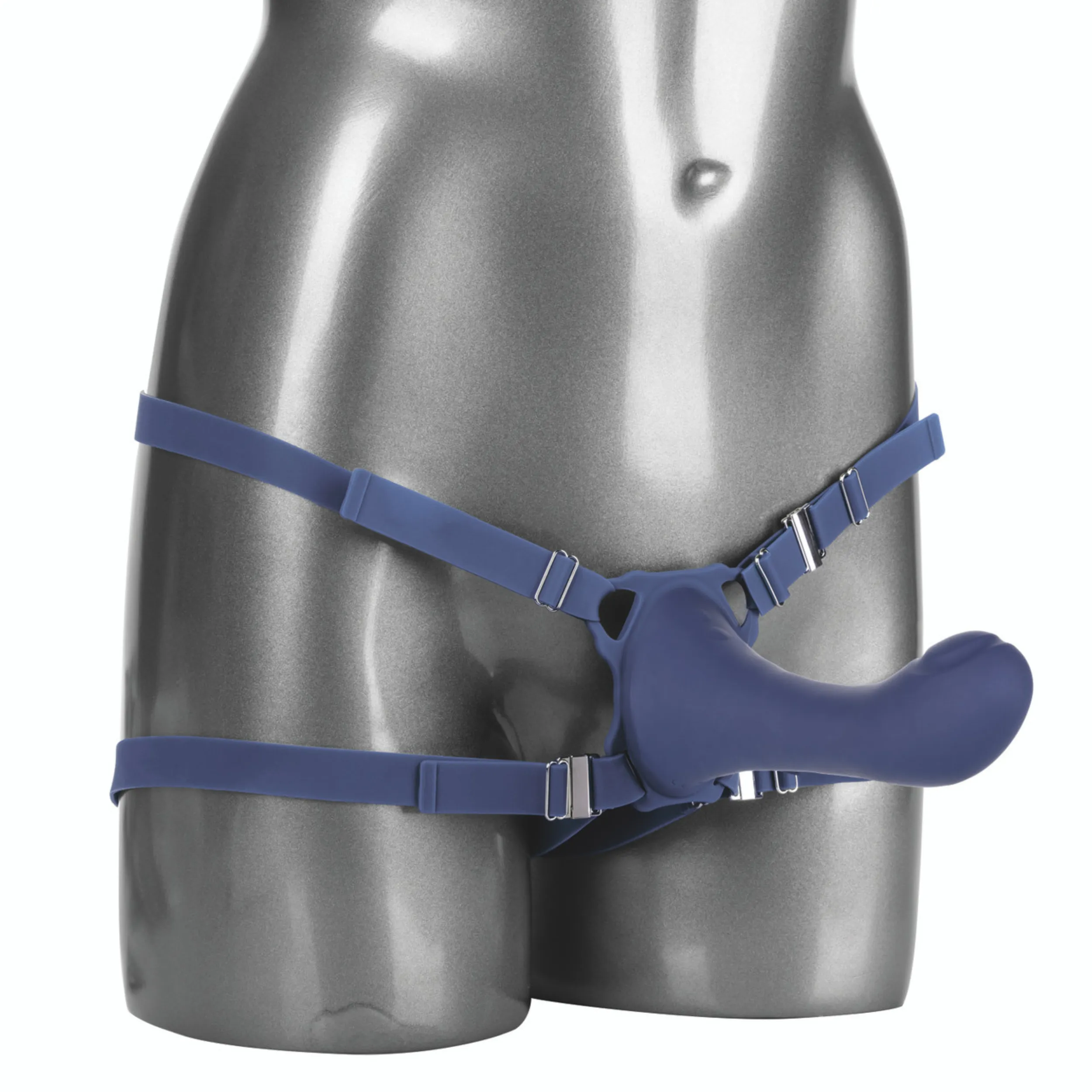 Her Royal Harness ME2 Thumper Strap-On with Silicone Rechargeable Dildo - Blue